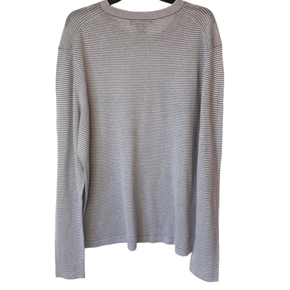 NEW đť…şBLOOMINGDALE'S LINEN Cotton Blend Crewneck Gray White Striped Sweater XL - Picture 2 of 6